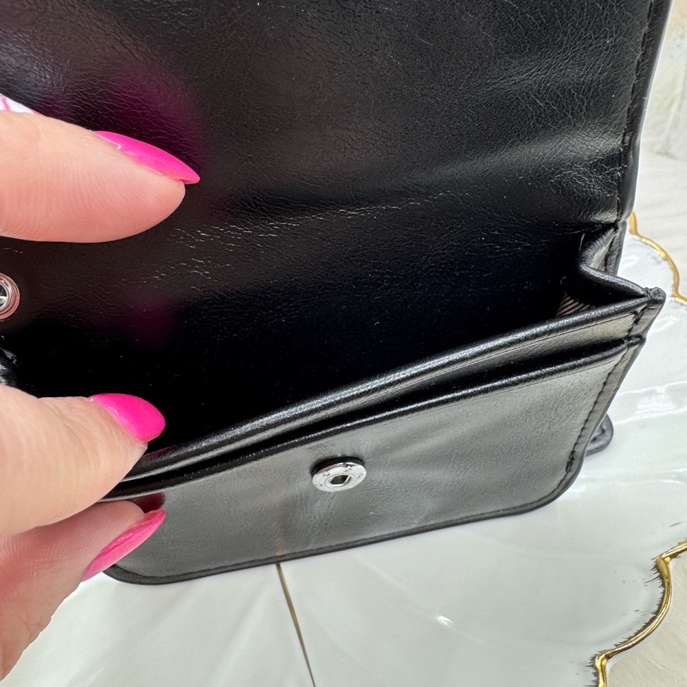 Black Heart Card Case - Faux Leather and Plush Heart Charm - Picture 5 of 6